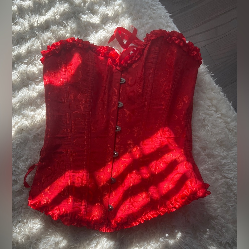 Lace up red corset